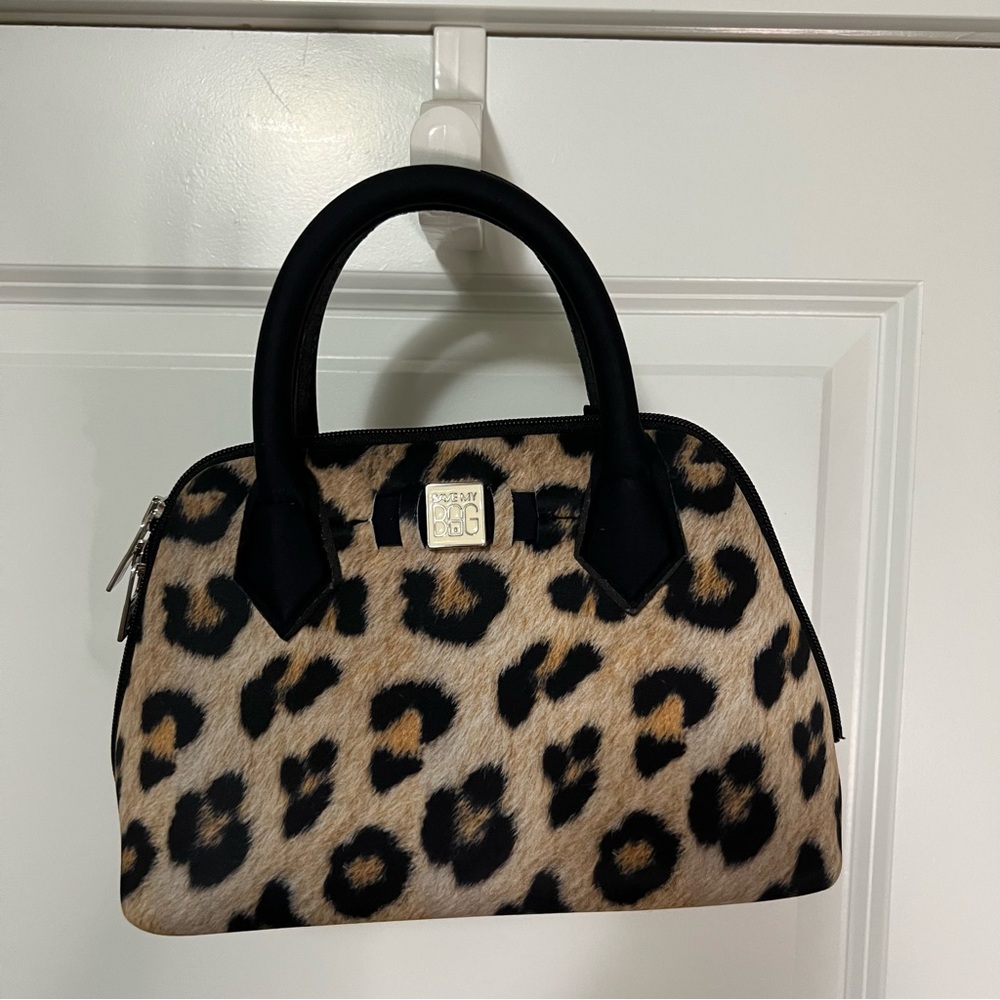 Save My Bag Leopard Print Handbag with Black Accents
